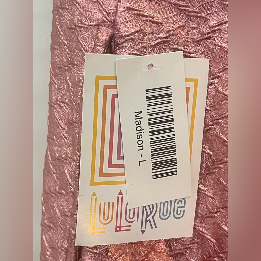 NWT Lularoe Madison skirt size Large, metallic pink
